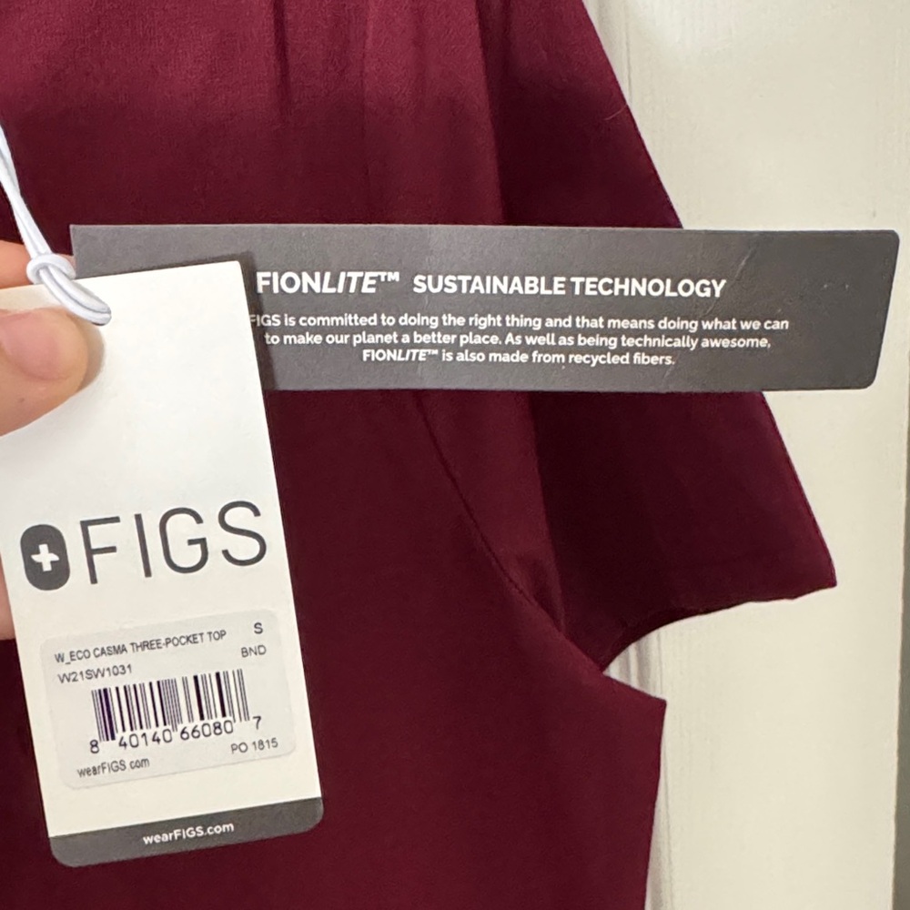 Figs Maroon V-Neck Scrub Top - Picture 2 of 3